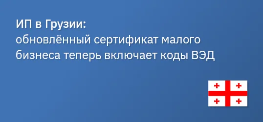 ИП в Грузии: обновлённый сертификат малого бизнеса теперь включает коды ВЭД